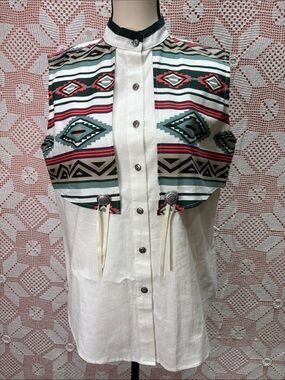 Vintage Roughrider Western Southwestern Sleeveless Shirt Medium